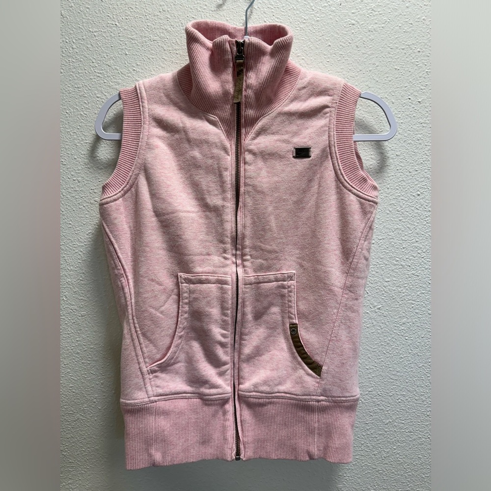 Nike Sherpa Sweater Vest Full Zip Sleeveless Pockets Thick Pink Women's Small
